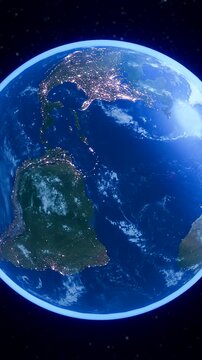 3D Rotating Earth Globe United Kingdom and Surrounding Regions - Vertical 916 Geography and Maritime Overview
