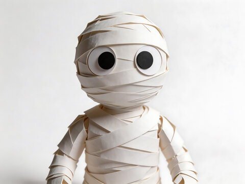 Paper mummy figure with googly eyes