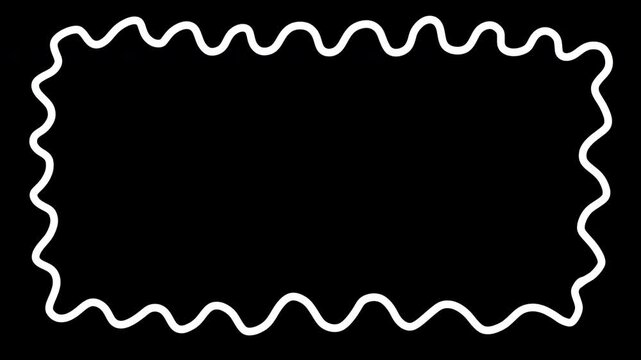 Zig zag wavy edge rectangle frame or border shapes. Rectangle shapes with curvy squiggly doodle lines.