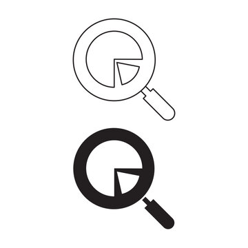 Data analysis icons set with pie chart and magnifying glass.Editable stroke, Vector illustration, Line art Icon, Symbols.