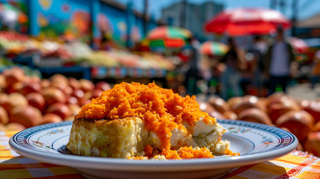 Traditional Indonesian Kerak Telor Crispy Rice Omelet Served Fresh at Outdoor Market Food Stall