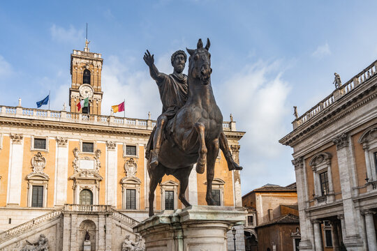 Equestrian statue of Marcus Aurelius at the Campidoglio, Rome, Italy