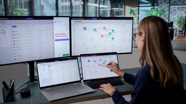 Cybersecurity Analyst Managing User Access With Laptop