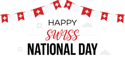Fototapeta premium Happy Swiss National Day Celebration with Flags and Banners