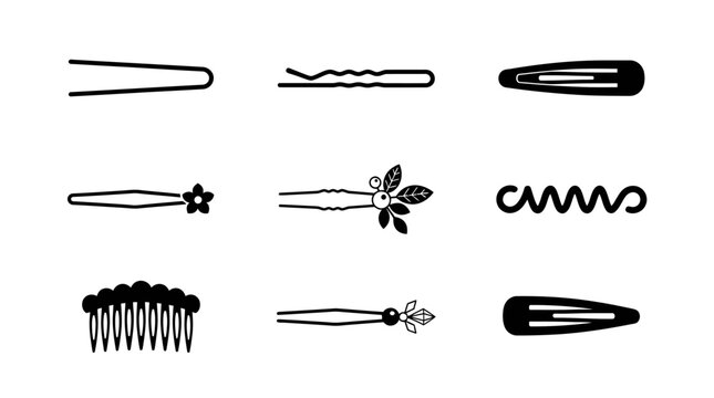 Variety of hair clips and pins.