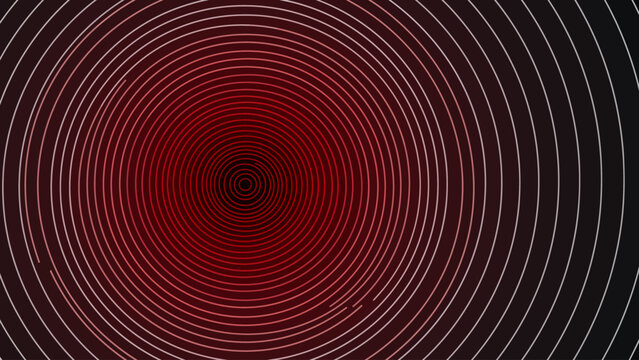 Abstract red concentric circles with pixelated center design