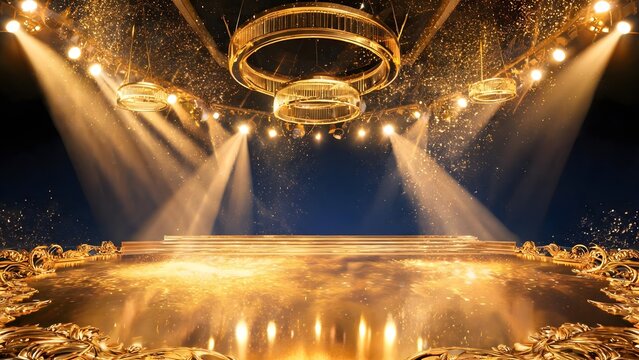 Golden stage with ornate decorations