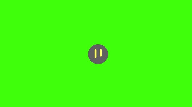 pause icon animation glowing media player control pause button symbol motion graphic audio video control on green background