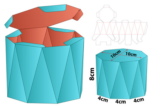 Geometric Octagonal Faceted Gift Box Template