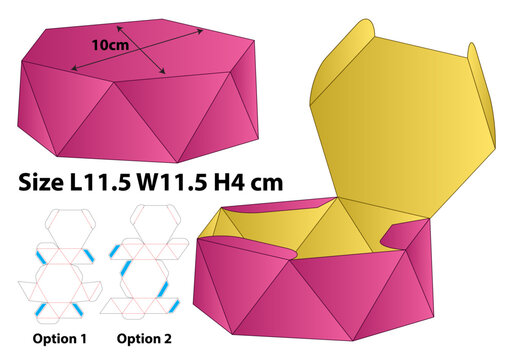 Geometric Hexagonal Faceted Gift Box Template