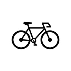 Fototapeta premium Bicycle vector icon, black monochrome, simple geometric design, isolated on white background