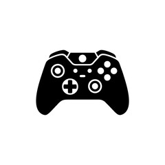 Modern game controller vector icon, black solid color, minimalist flat design, rounded edges, isolated on white background, high contrast © Faridzdesign
