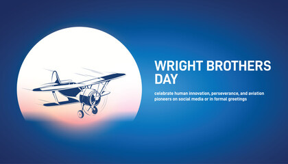 Wright Brothers Day concept poster, banner, social media post, postcard, background, backdrop, template, greeting card, web banner, cover design, and vector illustration © MstMouluda