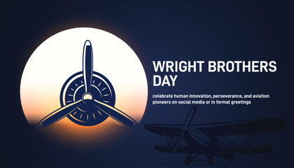 Wright Brothers Day concept poster, banner, social media post, postcard, background, backdrop, template, greeting card, web banner, cover design, and vector illustration © MstMouluda