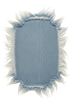 Light Blue Frayed Denim Patch with Fringed Edges Isolated on White Background for Fashion Design and Textures