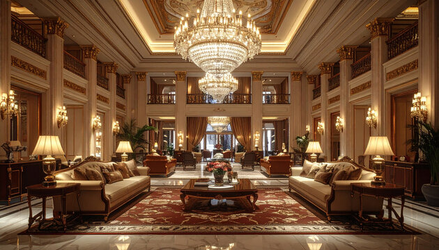 Luxury hotel lobby interior