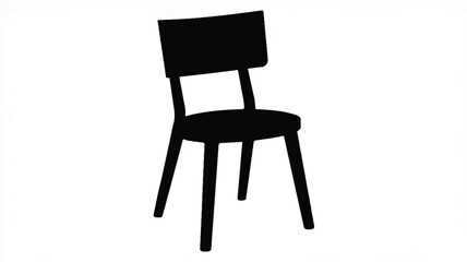 Fototapeta premium A minimalist black silhouette of a modern chair appears on a white background.