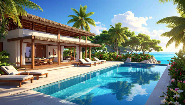 Luxury villa poolside paradise