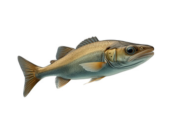 Naklejka premium Freshwater fish swimming, aquatic animal with scales, marine life fauna, realistic underwater wildlife creature