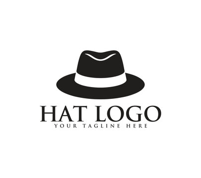 Classic fedora hat logo design with elegant style vector graphic illustration