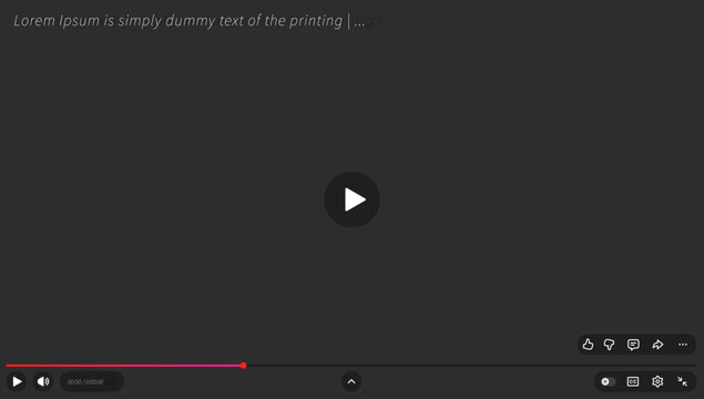 video player interface overlay template with multimedia streaming controls for web and mobile UI vector illustration