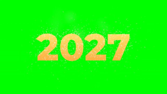 Burning Sparkler Text 2027 Emitting Sparks and Smoke Isolated on Green Screen