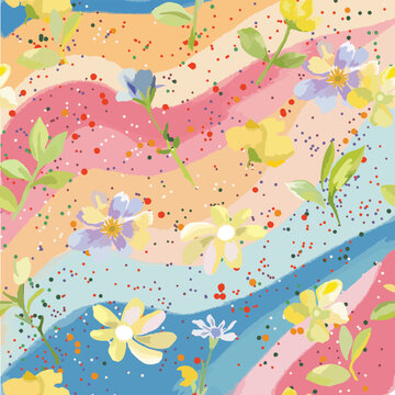 Beautiful watercolor floral flower on graphic design seamless pattern