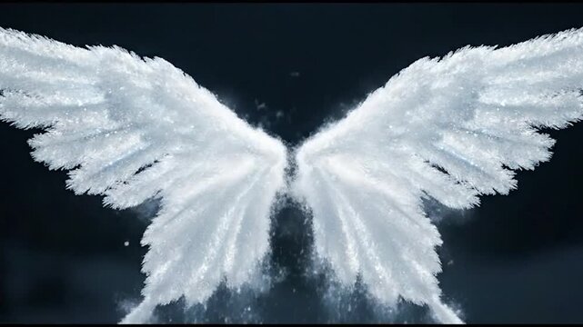 Abstract White Powder Explosion with Angel Wings Formation.