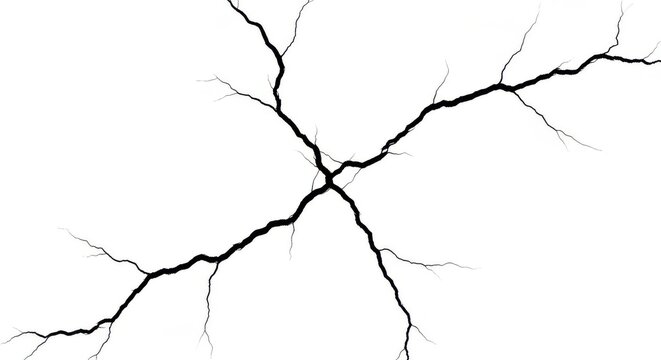 Black Crack Texture on White Background - Abstract Cracked Surface Pattern for Design Overlays and Backgrounds
