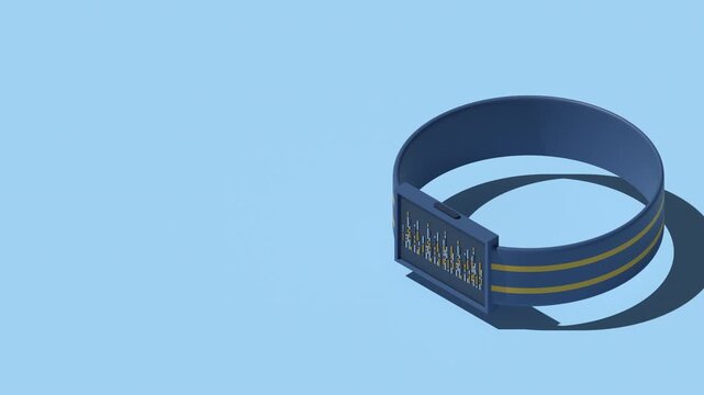 3D isometric smartwatch animation. Smartwatch in futuristic style. Modern smartwatch. Isometric technology. 4K video animated in isometric style