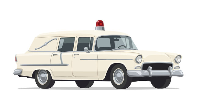 Vintage White Ambulance Hearse With Chrome Bumpers