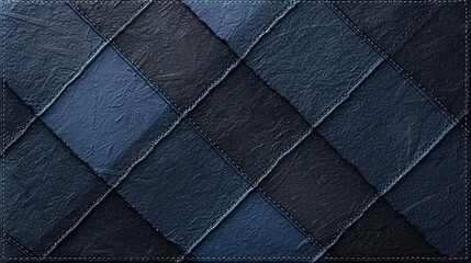 Fototapeta premium Abstract dark blue leather quilted background with diamond pattern stitching details for luxury interior design texture and modern fashion creative projects