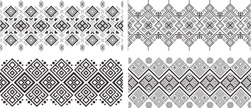 Geometric Pattern in Ethnic Style Seamless Tribal Ornament Background Vector Design