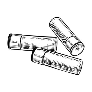 shotgun shell magazines vector line art hand drawn illustration
