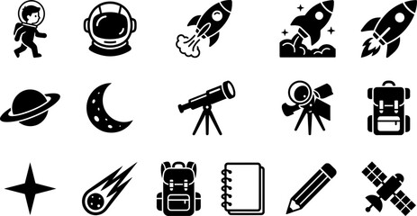 Set of space and astronomy themed vector icons. © Rahmat