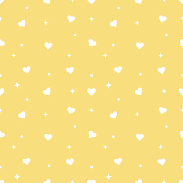 Cute Kawaii Pastel Yellow Heart Seamless Pattern