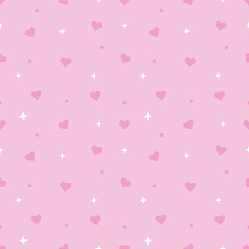 Cute Kawaii Pastel Tonal Rose Pink Heart Seamless Pattern