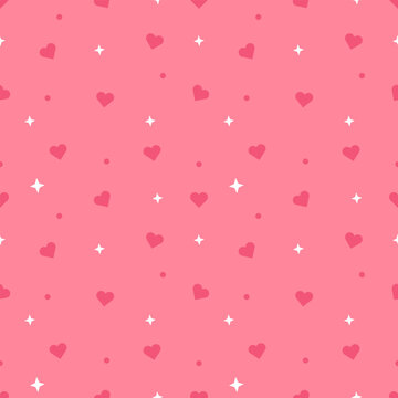 Cute Kawaii Pastel Tonal Red Heart Seamless Pattern