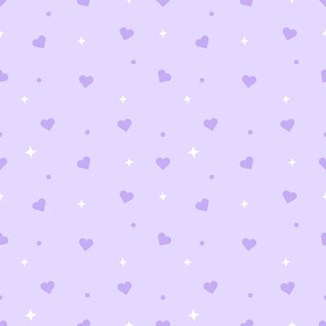 Cute Kawaii Pastel Tonal Purple Heart Seamless Pattern