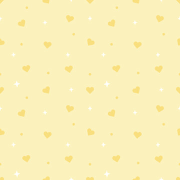 Cute Kawaii Pastel Tonal Yellow Heart Seamless Pattern