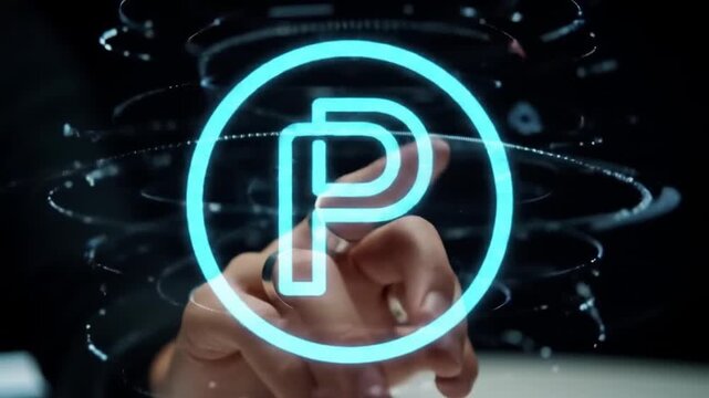 Hand touching glowing digital protocol letter icon.