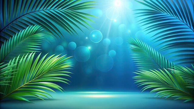 Serene minimalist blue background with palm leaf shadows serene minimalist blue background palm leaf shadows sustainability concept renewable energy e
