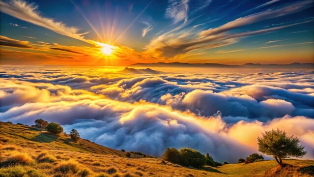 Sunset and cloud sea on a plateau in the black sea region of turkey sunset cloud sea plateau black region turkey sustainability concept renewable ener