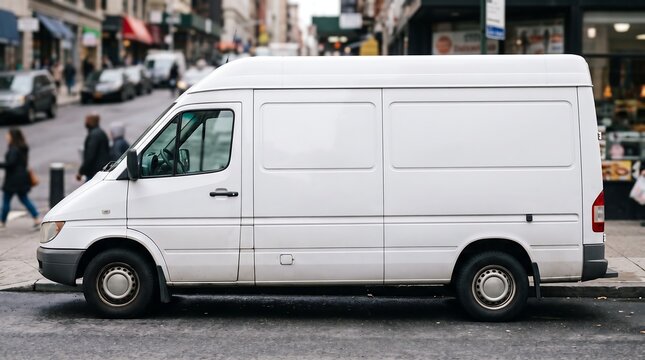 Blank White Delivery Van Side Panel Mockup Copy Space