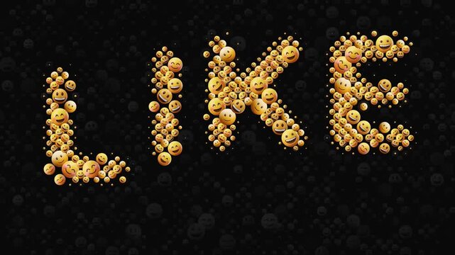Animated Like Text Composed of smiley Emojis