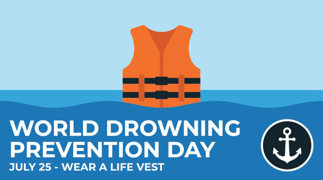 Beach Warning Flags in Different Colors - Flat Vector Illustration for World Drowning Prevention Day