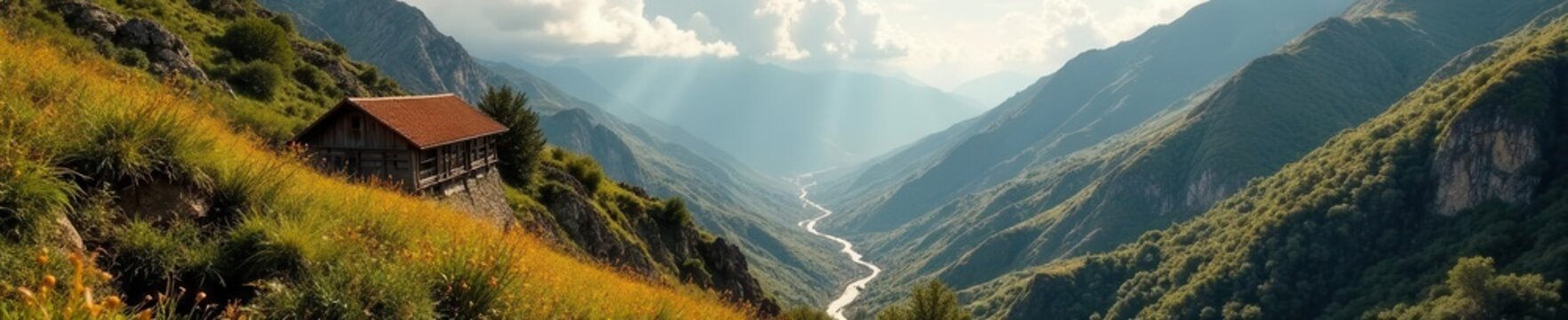 Asturian gold mine, scenic Boinas Valley backdrop , rock, high angle view