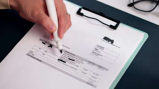 Woman Carefully Redacts Sensitive Information In Document