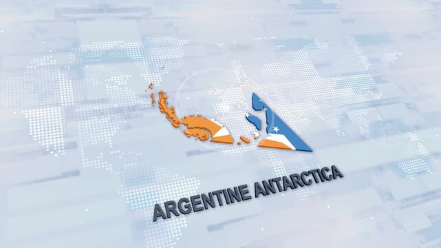 Displaying Argentine Antarctica Map With Flag On Technology World Map Background
