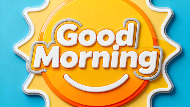 Colorful Good Morning Cutout Badge with Sunny Background and Playful Modern Typography